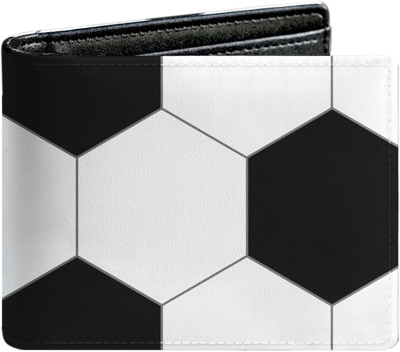 WRIGAEL Credit Card Holder Wallet Rfid Blocking Kids Boys Bifold Teen Cool Cute for Cash with ID Window Cardholder Teenage Teenager, Soccer - Image 1